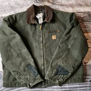 Vintage Carhartt Detroit Jacket J97 MOS Blanket Lined Moss Green Mens Size 2XL